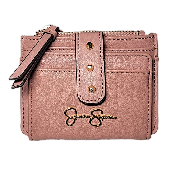 JESSICA SIMPSON - Pink Blush Tab Front Snap Folding Card Case Coin Purse Wallet - Picture 1 of 5